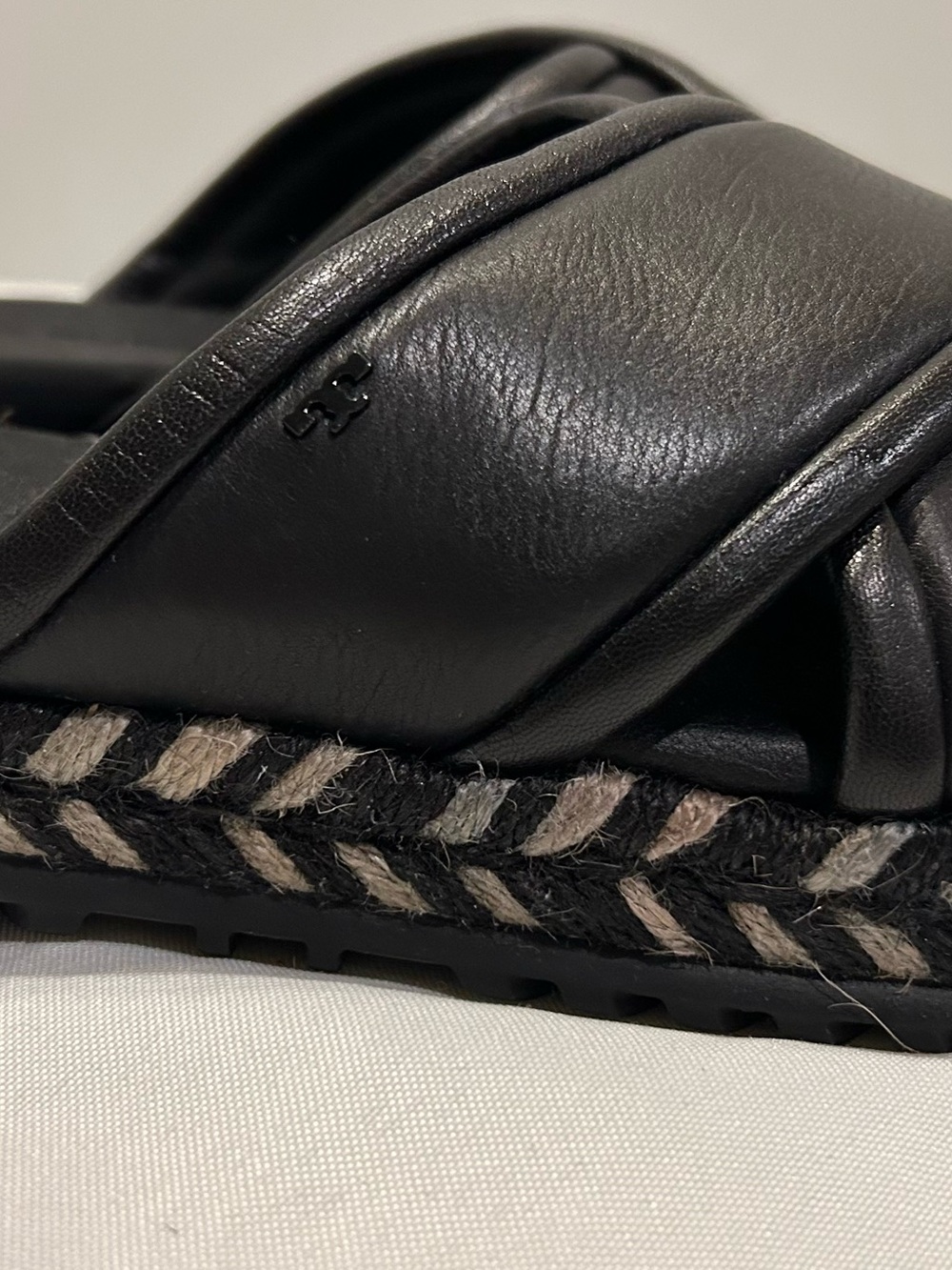 Tory Burch Black Leather Crisscross Slide Sandals - Picture 7 of 7